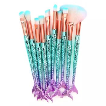 10buc Pensule de Machiaj Kit Naturale Scaun Sirena Creion Cosmetic Fundația Artist de Evidențiere Față Set De Bronzer, Fard de pleoape Pensula Imagine 1