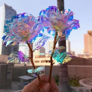5 Colorat Luminos Trandafiri Artificiale Lumini Led-Uri De Flori Folie De Aur A Crescut De Imitație Buchet Nici O Cutie De Cadou Flori Mici Decorațiuni Interioare