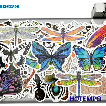 50 de Bucăți Drăguț Fluture, Libelula Insecte Amuzante Graffiti Album Notebook Autocolante pentru Copil Jucărie Telefon Laptop Chitara Autocolant Auto Imagine 0