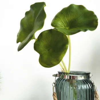 Artificiale Mici, Frunze de Lotus Grămadă PU Verde Desktop Fals Plante Aranjament floral Material de Amenajare a teritoriului Balcon Casă de Decor elemente de Recuzită