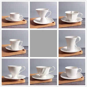 Europene de cafea ceasca si Farfurie Set alb pur simplu ceașcă de cafea os nou china cana ceramica cu flori căni cești de cafea ceașcă drăguț Imagine 0