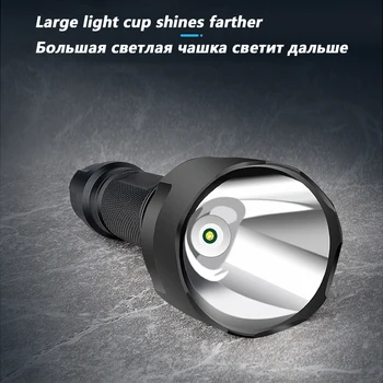 XHP50 Tactice Lanternă cu Lumină Lampă Lanternă 5 Rezistente la Șoc Greu de Apărare Becuri cu Led-uri C8 Litwod de Vânătoare din Aluminiu Negru T6 3800 15W Imagine 3